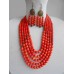 Necklace Namysto and earrings of real corals 5 threads